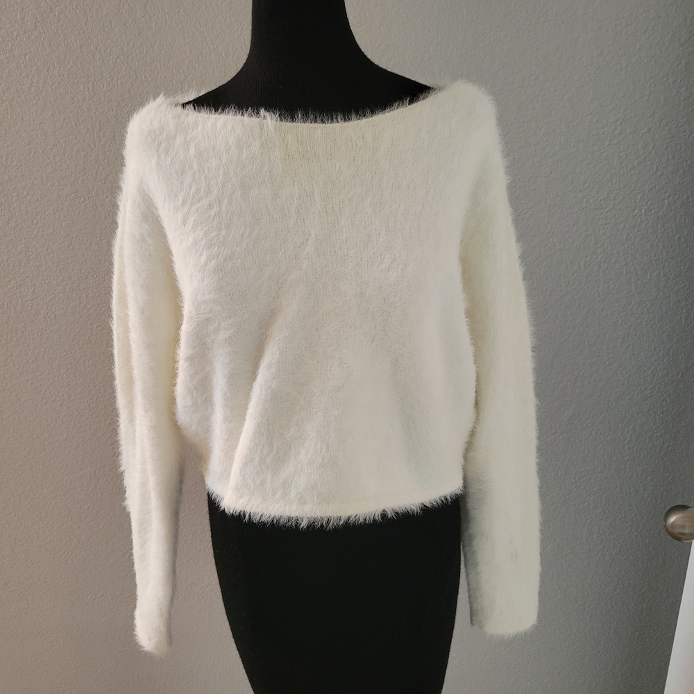 Pilcro Off-the-Shoulder White Sweater